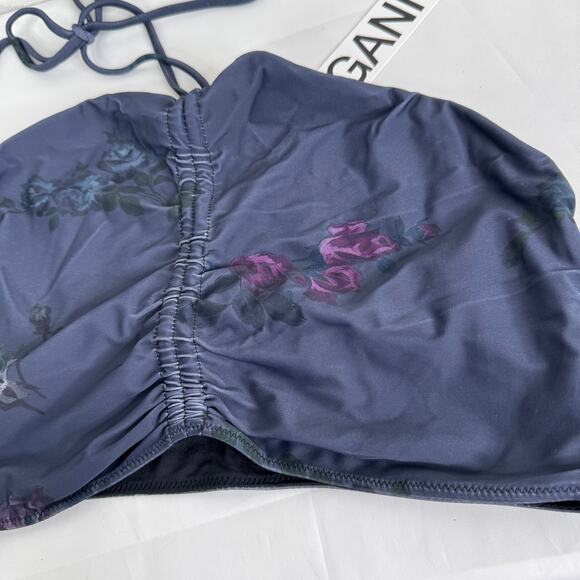 GANNI Ruched Floral Print Bikini Top Size 8 NWT - Picture 9 of 10